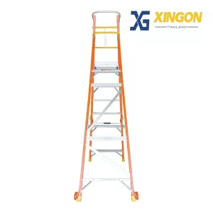 บันไดแพลตฟอร์ม ไฟเบอร์กลาส ติดล้อ 7ฟุต มีราวจับ และกันตก XG-152FD7 - Image 3