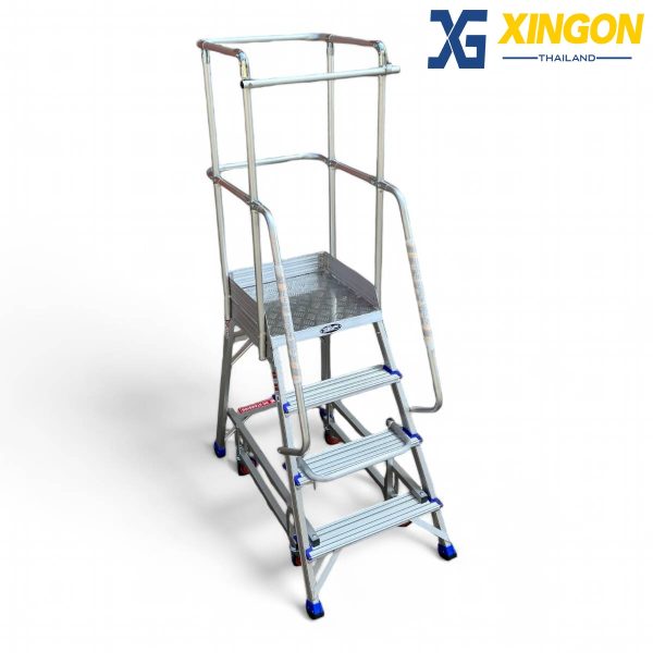 บันไดอลูมิเนียมเซฟตี้ติดล้อ4ฟุต XG-358A4