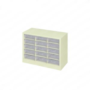 ตู้ใส่กล่องอะไหล่แบบแบ่งช่องได้ - ตู้สีครีม กล่องใส CBL0305N