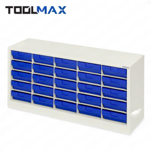 ตู้ใส่กล่องอะไหล่แบบแบ่งช่องได้ - ตู้สีครีม กล่องสีน้ำเงิน CBL0505N