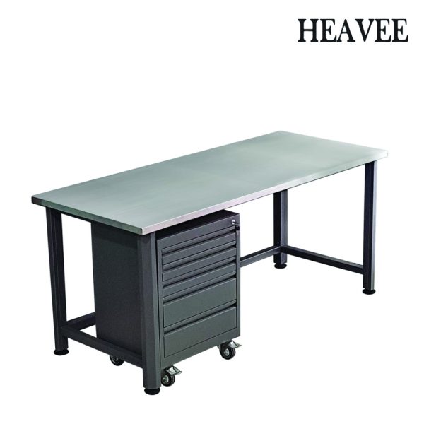 โต๊ะทำงานช่างหน้าท็อปสแตนเลส มีตู้เก็บเครื่องมือ กว้าง 1800 mm.สำหรับงานหนัก WB-7003-STL