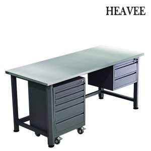 โต๊ะทำงานช่างท็อปสแตนเลส มีตู้เก็บเครื่องมือ+ลิ้นชัก กว้าง 1500 mm.สำหรับงานหนัก WB-5904-STL