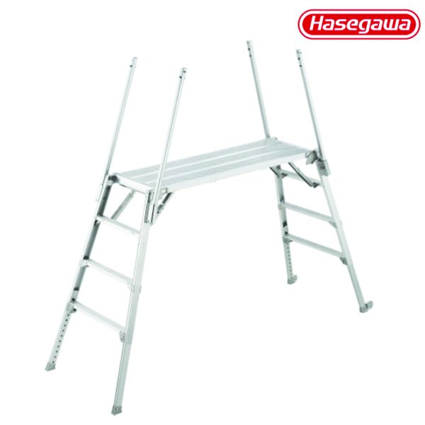บันไดนั่งร้าน อลูมิเนียม HASEGAWA 4ขั้น พร้อมราวจับ สูง 1.04-1.44เมตร DUK-1516T