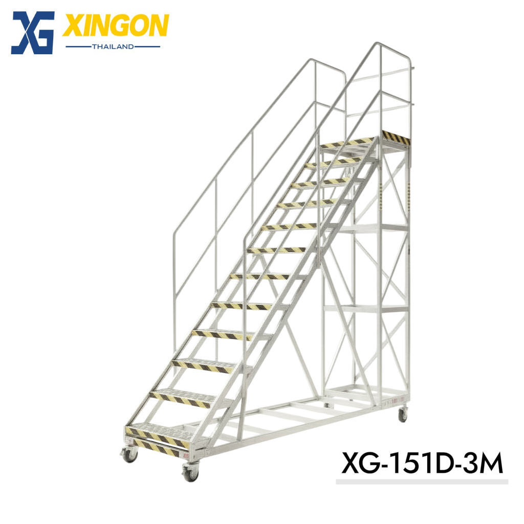บันไดอลูมิเนียมติดล้อสูงใช้งาน3เมตร12ขั้น XG-151D-3M