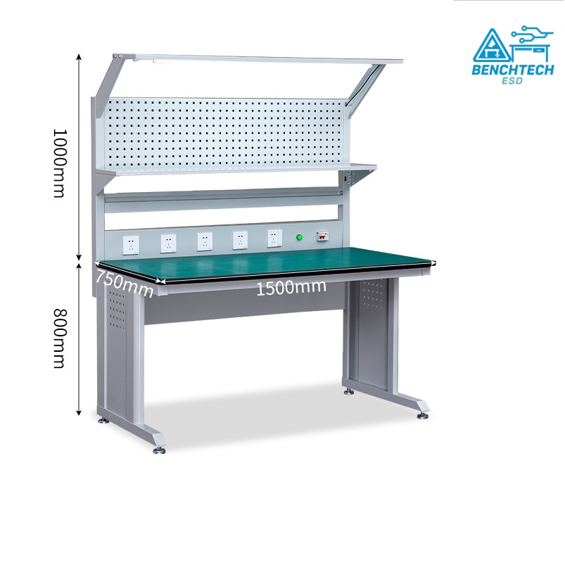 โต๊ะทำงานช่างESDมีแผงแขวนเครื่องมือ 150x75x80 CM.รับน้ำหนักได้1000กก. HSB-150GH - Image 2