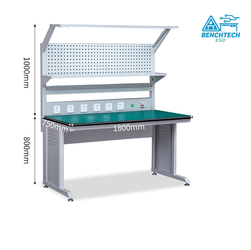 โต๊ะทำงานช่างESDมีแผงแขวนเครื่องมือ 180x75x80 CM.รับน้ำหนักได้1000กก. HSB-180GH - Image 2
