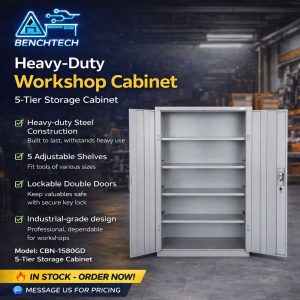 ตู้ช่างตั้งพื้นทรงสูง(งานหนัก) มีประตู 5 ชั้น Workshop Cabinet  CBN-1580GD