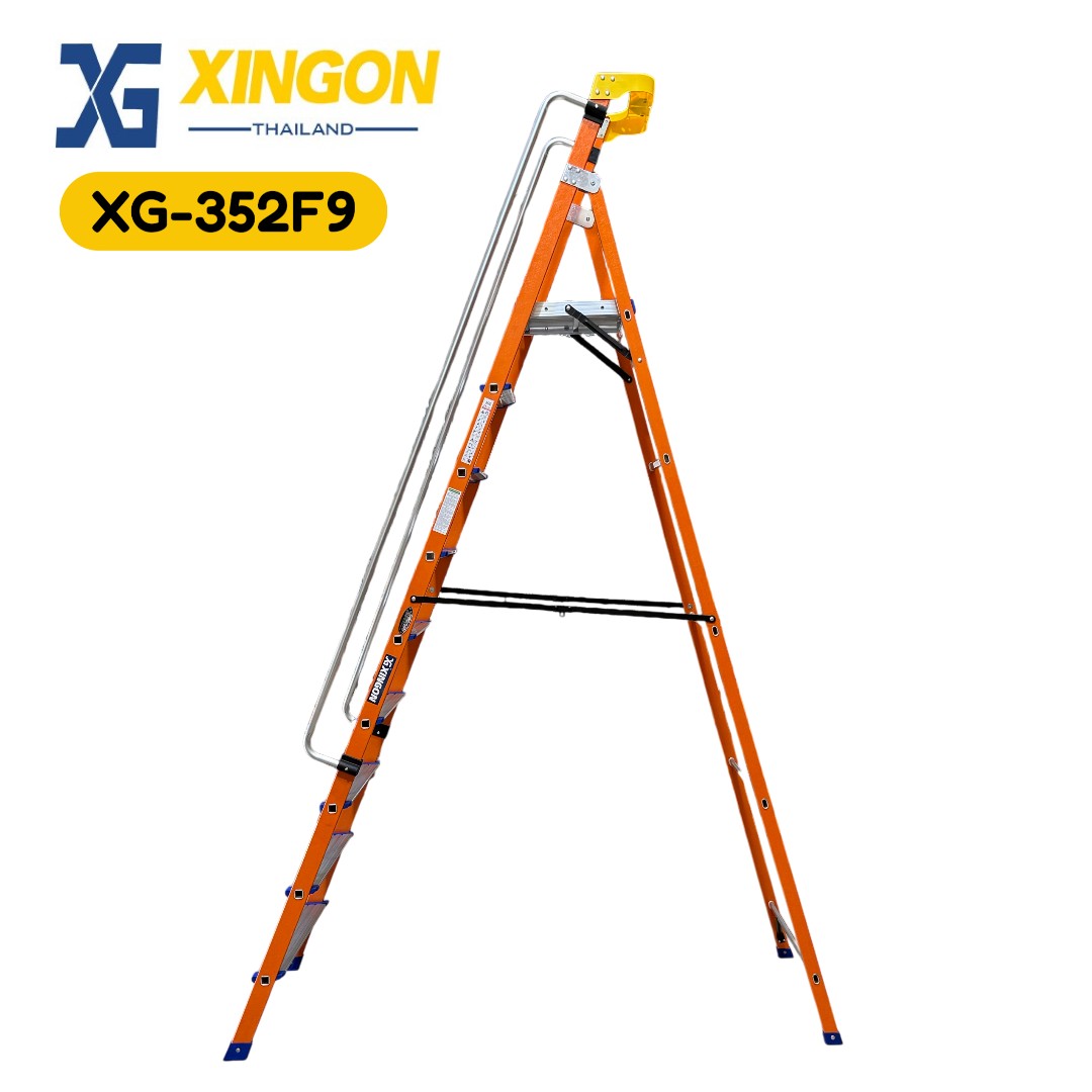 บันไดแพลตฟอร์มไฟเบอร์กลาสมีราวจับ รุ่นจัมโบ้9ฟุต XG-352F9 (สินค้าใหม่) - Image 3