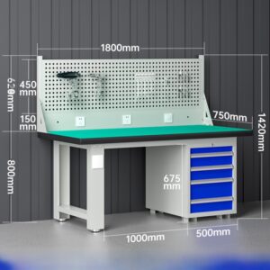 โต๊ะทำงานช่างอเนกประสงค์ESD 180x75x80 cm.มีลิ้นชัก4ชั้น HSB-180GB - Image 2