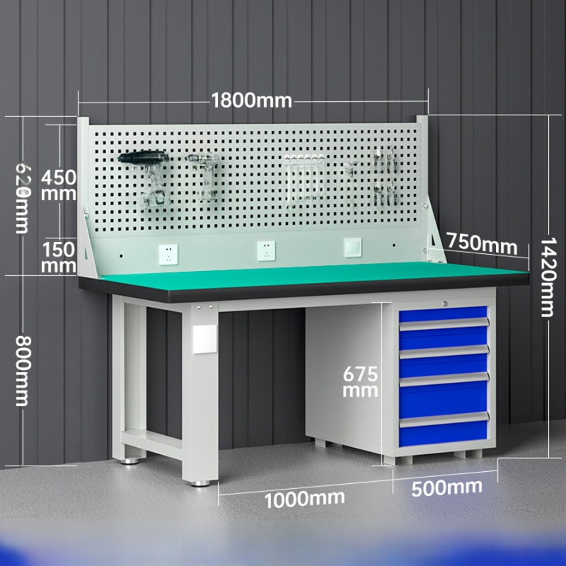 โต๊ะทำงานช่างอเนกประสงค์ESD 180x75x80 cm.มีลิ้นชัก4ชั้น HSB-180GB - Image 2