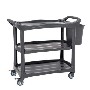 รถเข็นพลาสติกเก็บจาน-เศษอาหาร 3ชั้น ถังเล็ก1ใบ  PP130-38