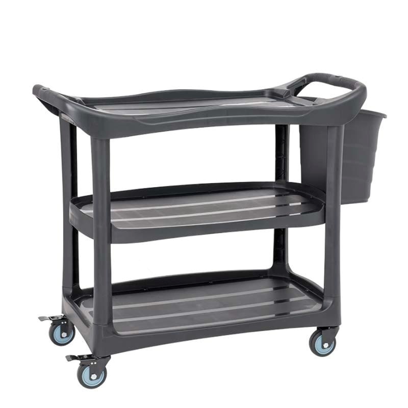 รถเข็นพลาสติกเก็บจาน-เศษอาหาร 3ชั้น ถังเล็ก1ใบ PP130-38