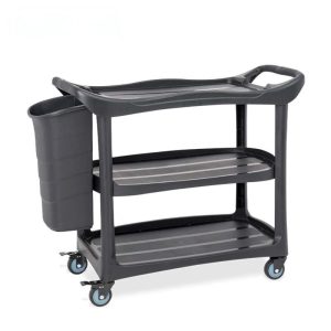 รถเข็นพลาสติกเก็บจาน-เศษอาหาร 3ชั้น ถังใหญ่1ใบ  PP130-31