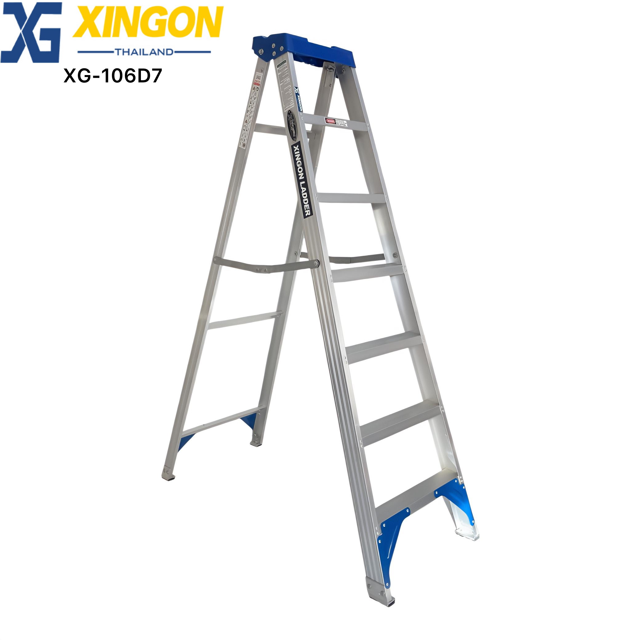 บันไดอลูมิเนียมทรงเอขึ้นลง1ทางมีถาดวางเครื่องมือ7ฟุต XG-106D7 - Image 7