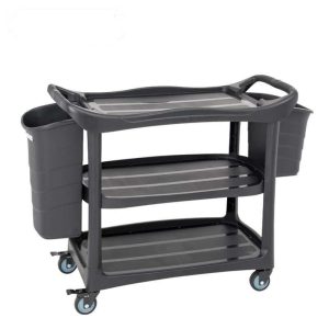 รถเข็นพลาสติกเก็บจาน-เศษอาหาร 3ชั้น ถังเล็ก1ถังใหญ่1  PP130-2