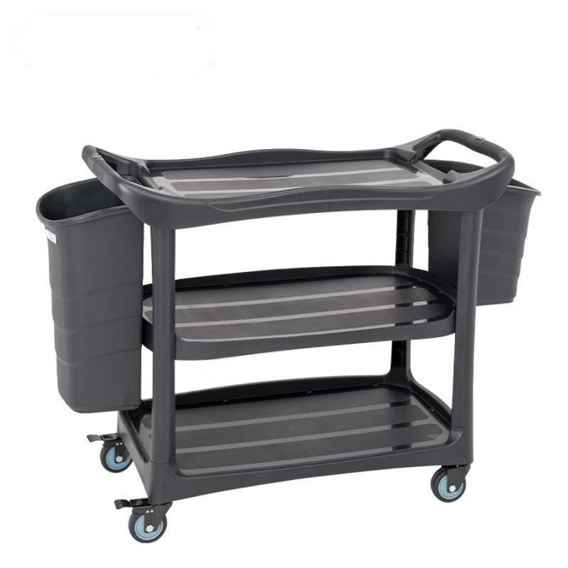 รถเข็นพลาสติกเก็บจาน-เศษอาหาร 3ชั้น ถังเล็ก1ถังใหญ่1 PP130-2